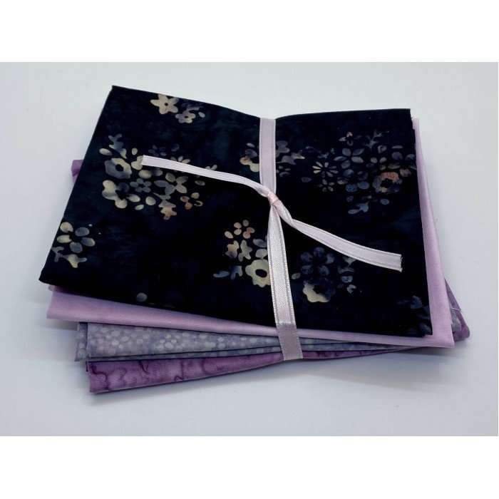 Four Batik Fat Quarters 410A Pink Grey Lavender Tones
